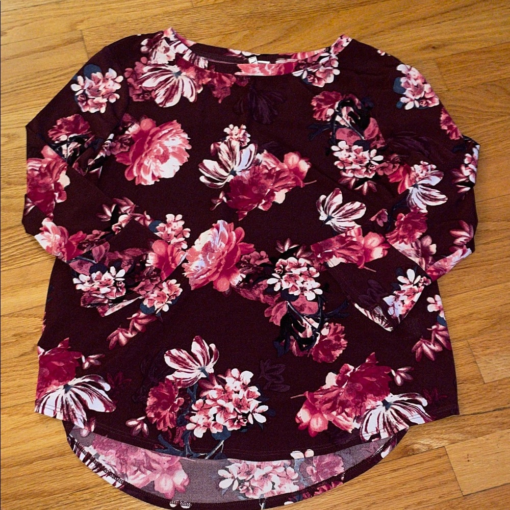 Elle Burgundy Floral Blouse